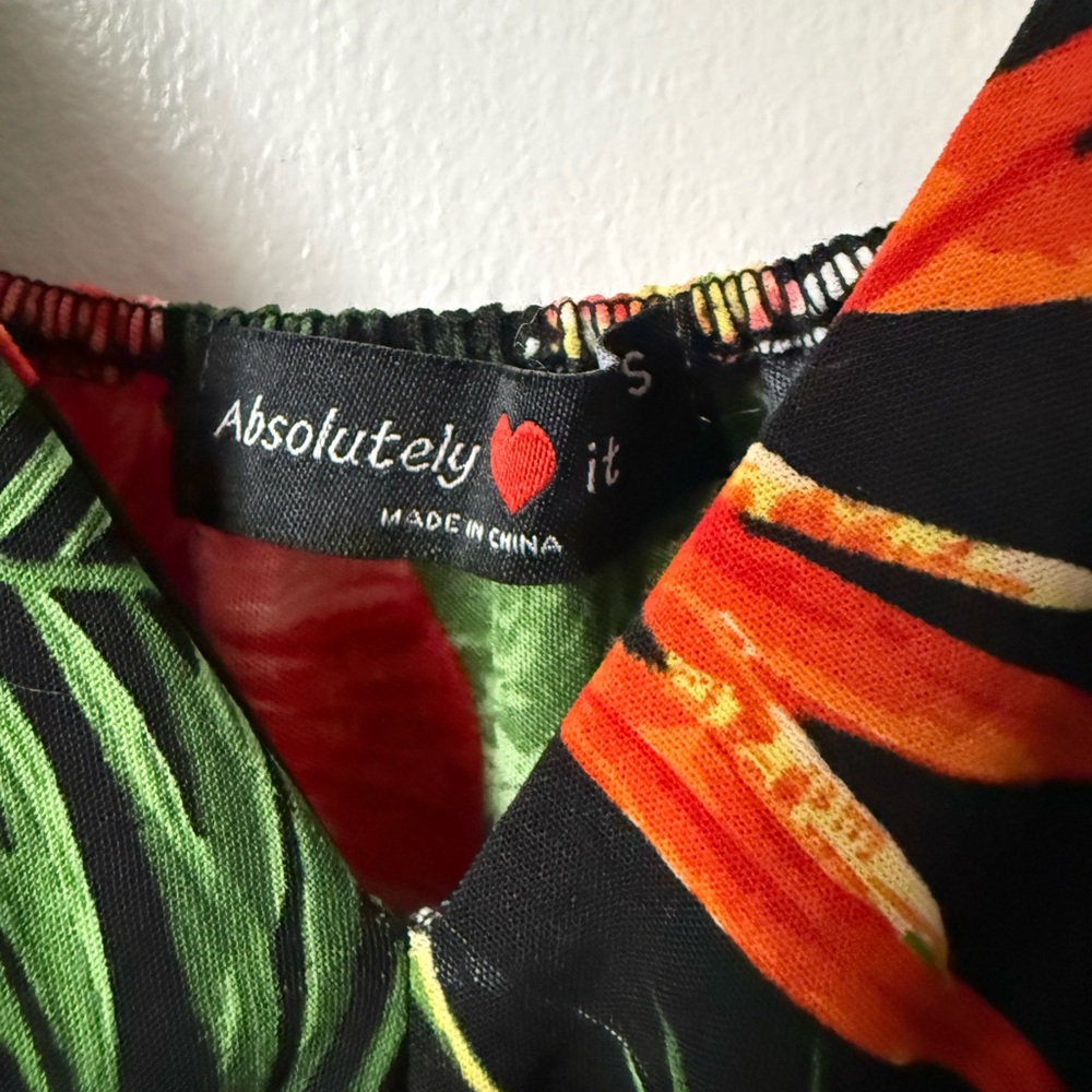 Absolutely It Tropical Floral Maxi Dress with Red Hibiscus - Picture 5 of 5